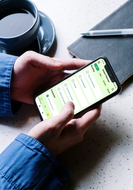smart planner mobile in hands